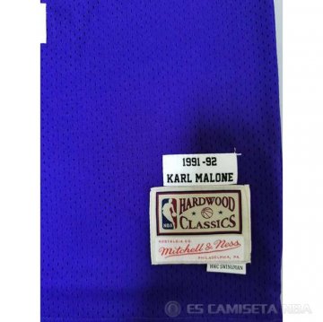 Camiseta Karl Malone NO 32 Utah Jazz Mitchell & Ness 1991-92 Violeta